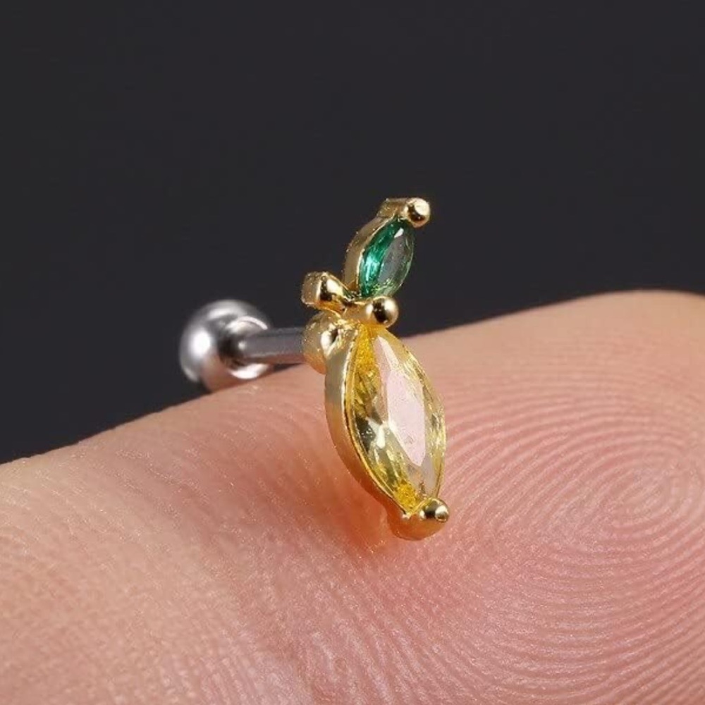 Fruit Stud Lemon Pineapple Earrings 18K Gold Lemon Jewelry for Summer 🍋✨